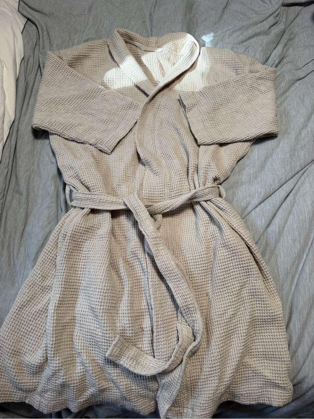Cream Waffle Knit Robe Size Small